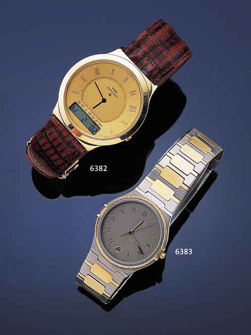 JUNGHANS HERRENARMBANDUHR MEGAQUARTZ, REF.- NR. 785482, DEUTSCHLAND UM 1994, GG 585/000- MASSIVGEH., IN GER. STüCKZAHL GEFERT., SAPHIR-FLACHGL., ...