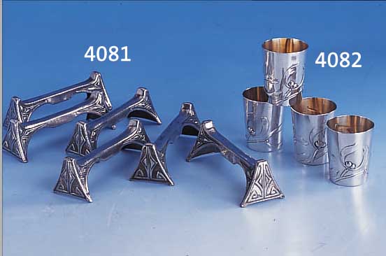 6 MESSERBäNKCHEN, WMF UM 1910, METALL, REINER JUGENDSTIL, SEHR SELTEN, GESUCHTES MODELL, L. CA. 8 CM