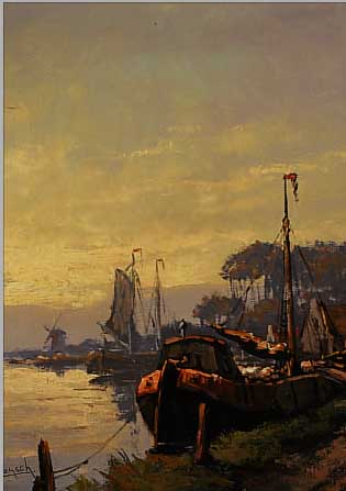 HIENSCH, MALER DES 20. JH., LANDSCHAFT AM NIEDERRHEIN, ÖL/LWD, LI. U. SIGN., CA. 60 X 50 CM, R.