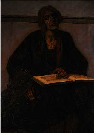 FROBENIUS, HERMANN, 1871-1954, MüNCHEN, LESENDER, ÖL/LWD, LI. U. SIGN. UND DAT. 1926, RüCKSEITIG BEZ.: SINNE IN MEINEM HERZEN ...