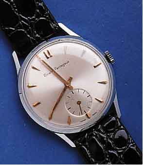 GIRARDGIRARD PERREGAUX HERRENARMBANDUHR, SCHWEIZ UM 1961, 2.-GEH. METALL HARTVERCHR., BODEN U. GLASR. GEDR., BLATT REST., 17 ST., HANDAUFZUG, ...