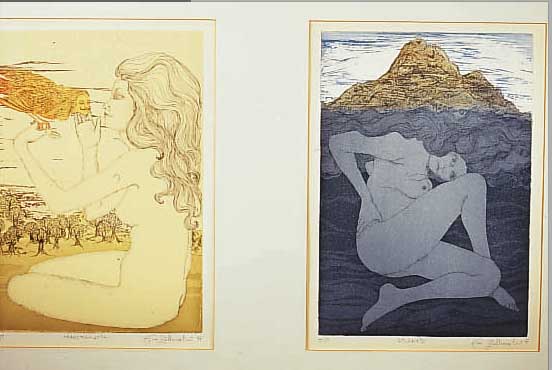 ZIOLKOWSKI, EVA, DEUTSCHE KüNSTLERIN, UM 1970, KONVOLUT AUS DREI FARBRADIERUNGEN MIT WEIBLICHEN AKTDARSTELLUNGEN, RAD "TRANS- ...