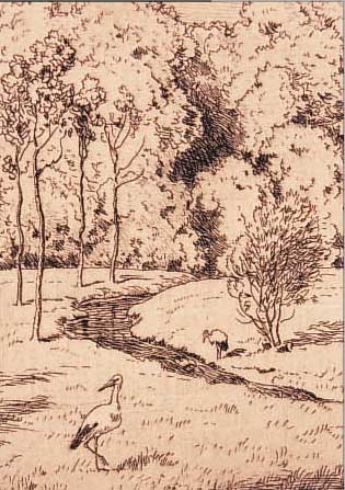 2 RADIERUNGEN, VON HAUEISEN, ÅLBERT UND VON VOLKMANN, HANS, BEIDES LANDSCHAFTSDARSTELLUNGEN, UNTER GL. U. R., CA. 16 ...