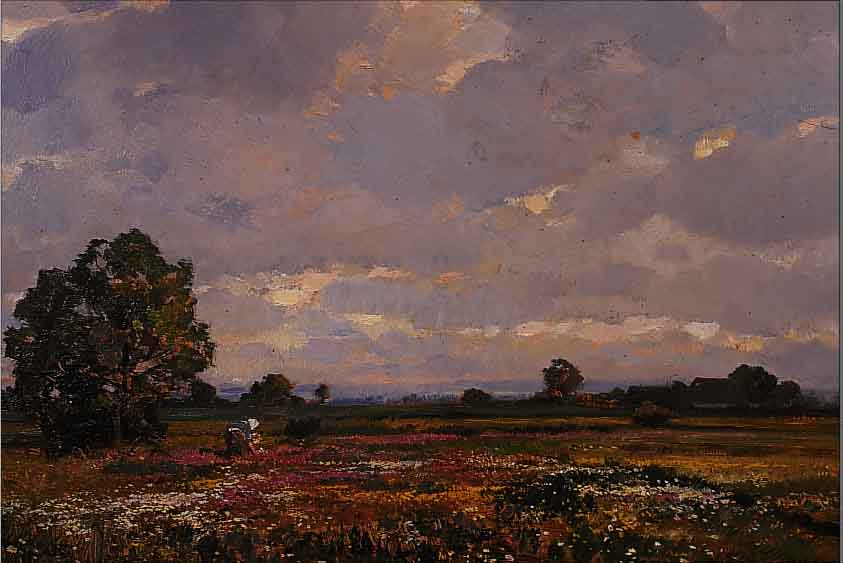 STOCKMANN, HERMANN, 1867 PASSAU-1938 MüNCHEN, DIE MOORWIESE, LANDSCHAFT IM DACHAUER MOOR, ...