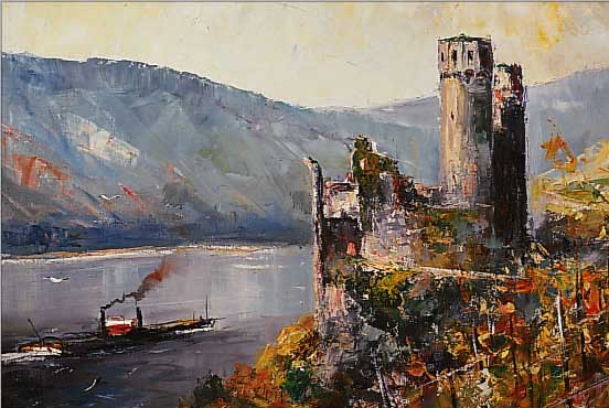 UNBEKANNTER MALER, MITTE DES 20. JH., RUINE SCHöNFELS, ÖL/LWD, LI. U. UNLESERLICH SIGN., CA. 50 X 60 CM, R.