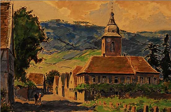 GRAF, KARL, 1902 ROTHENBURG-1986 SPEYER, ANSICHT VON BURRWEILER AN DER WEINSTRAßE, AQUARELL AUF PAPIER, LINKS UNTEN SIGN., CA. 34 X 47 CM, ...