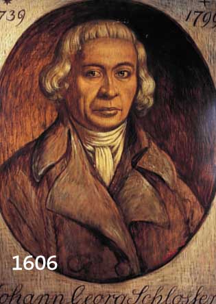 UNBEUNBEKANNTER MALER, DEUTSCH, DATIERT (19)24, PORTRAIT DES JOHANN GEORG SCHLOSSER 1739-1799, ÖL/MALKARTON, RE. U. UNLESERLICH SIGN., ALTERS ...