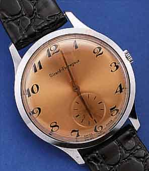 GIRARD PERREGAUX HERRENARMBANDUHR, SCHWEIZ UM 1952, METALL HARTVERCHR., EDELST.-BODEN U. GLASR. GEDR., BLATT REST., 17 ST., RUNDANKERW.NR. 0300340, ...