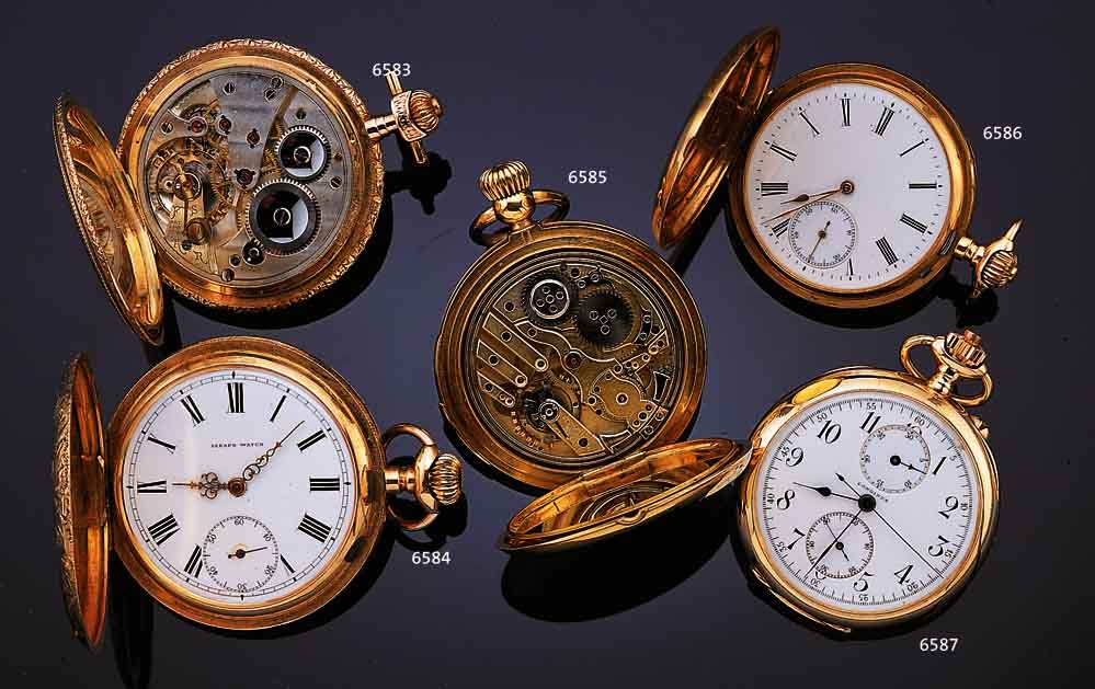 SERAPH WATCH HERRENTASCHENUHR SAVONETTE, ÖSTERREICH/SCHWEIZ UM 1910, ROSE-G. 585/000, RUNDUMGRAV., BLüTENDEKOR, VERSCHL. SCHMUCK- MONOGR. ...