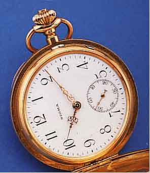 SIGMA HERRENTASCHENUHR SAVONETTE, SCHWEIZ, HAUSMARKE DER FIRMA DREYFUS & CO. IN BIEHL, FüR DEN DTSCH. MARKT UM 1905, RG 585/000, BEIDE ...