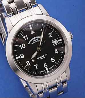 MÜHLE NAUTISCHE INSTRUMENTE HERRENARMBANDUHR FLIEGERDESIGN, DEUTSCHLAND UM 1997, EDELST.,TEILW. SAT., TEILW. POL., INCL. EDELST.-BAND M. ...