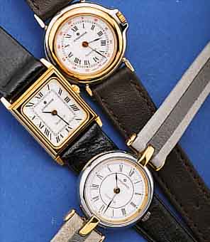 KONVOLUT: 3 JUNGHANS DAMENARMBANDUHREN, UNGETR. LAGERW. UM 1992, ORIG.-ZUST., 2X BICOLOR, 1X HARTVERG., ALLE BöDEN GEDR., ...