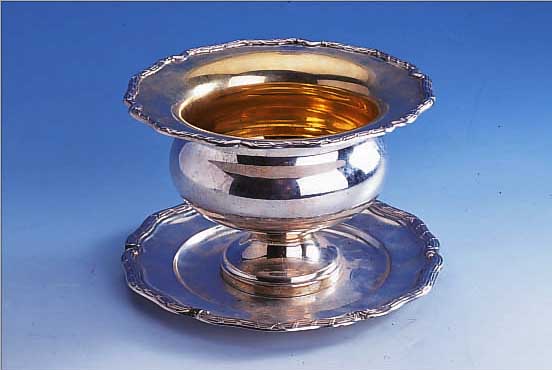FUßSCHALE, SCHWEDEN, STOCKHOLM, UM 1924, HERSTELLER GG HALLBERG, BERüHMTESTER SCHWED., KöNIGL. SILBERSCHMIED, KLASSIZIST., TEILVER- GOLDET, ...