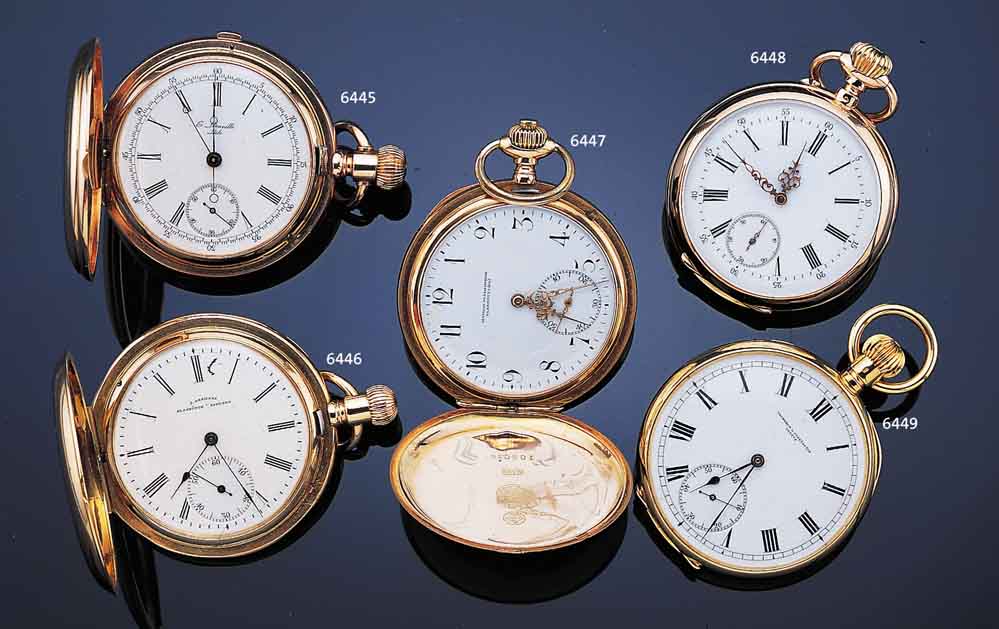 E. LEONVILLE TASCHENCHRONOGRAPH, SCHWEIZ/ USA UM 1885, SCHWERES RG 585/000-GEH., WERK- NR. 48450, 2-TEIL. PERF. EMAILBL. SIGN., ZEI- ...