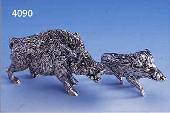 TISCHDEKORATION: 2 WILDSCHEINE, 925ER SILBER MASSIV, NATURALIST.-IDEALIST. DARST., L. BIS CA. 10.5 CM, TOTAL CA. 657 G
