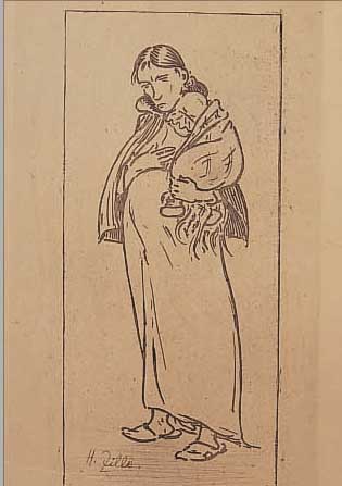 ZILLE, HEINRICH, 1858-1929, MUTTER MIT KIND, HELIOGRAVURE VON 1908, IM DRUCK SIGN., RE. U. HANDSIGN., CA. 19,5 X 12,5 CM, ...