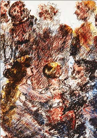CORINTH, LOVIS, 1858-1925, FARBLITHOGRAPHIE, DER SEGEN DES MALACHIAS, RE. U. HANDSIGNIERT, CA. 24 X 18 CM, PP