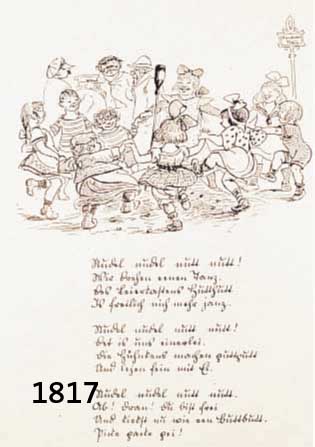 ZILLE, HEINRICH, 1858-1929, LITHOGRAPHIE AUS: KOMM, KALINKEN, KOMM, PAPIER LEICHT GEBRÄUNT, CA. 46 X 36 CM, TITEL: DER TANZ UM DIE FLASCHE, ...