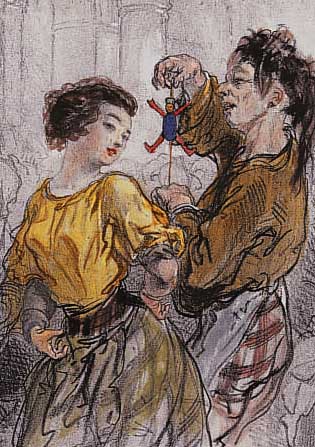 GARVANI, PAUL, DREI LITHOGRAPHIEN AUS: MASQUES ET VISAGE, UM 1855, KOLORIERT, JE CA. 19 X 16 CM, PP