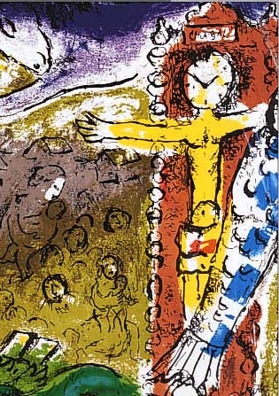 CHAGALL, MARC, 1887 - 1985, "CHRISTUS IN DER PENDELUHR", FARBLITHOGRAPHIE, 1957 AUS "LASSAIGNE", MOURLOT NR. 196, CA. ...