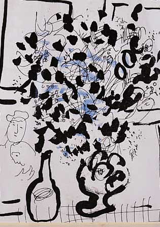 CHAGALL, MARC, 1887 - 1985, "BLAU-SCHWARZER STRAUSS", FARBLITHOGRAPHIE, 1957 AUS "LASSAIGNE", MOURLOT NR. 202, CA. 22,5 ...