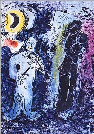 CHAGALL, MARC, 1887 - 1985, "LIEBENDE MIT MOND", FARBLITHOGRAPHIE AUS "LITHOGRAF", UM 1963, CA. 20,5 X 15,5 CM, PP.