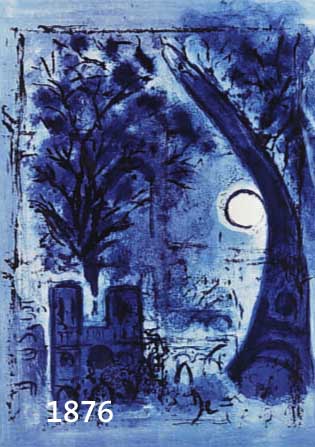 CHAGALL, MARC, 1887 - 1985, "BLAUE STUNDE", FARBLITHOGRAPHIE AUS "LITHOGRAF", UM 1963, CA. 20,5 X 15,5 CM, PP.