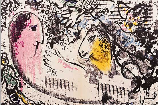 CHAGALL, MARC, 1887 - 1985, TRäUMEREI, FARBLITHGRAPHIE V. 1969 AUS "DLM" NR. 182, MOURLOT NR. 605, DOPPELBLATT MIT BUGFALTE, ...