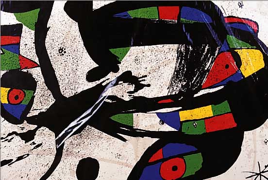 MIRO, JOAN, 1893 - 1983, KONVOLUT VON ZWEI FARBLITHOGRAPHIEN AUS DLM NR. 231 VOM 1978, DOPPELBLäTTER MIT BUGFALTE EINES DAVON ...