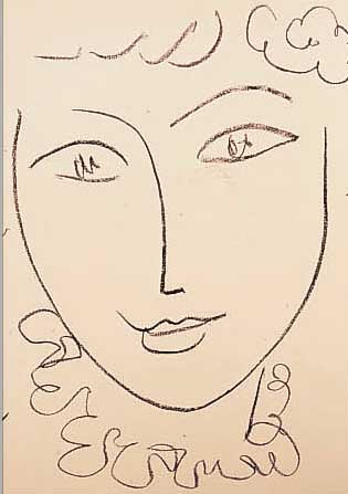 MATISSE, HENRI, 1869 - 1954, MäDCHENKOPF, LITHOGRAPHIE, CA. 31,5 X 24,5 CM