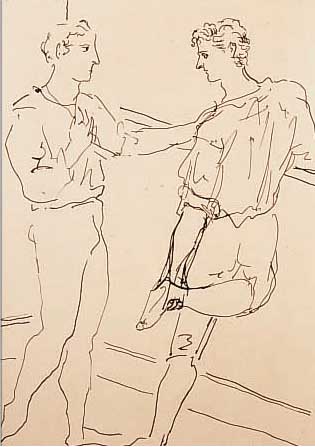 PICASSO, PABLO, 1881 - 1973, DANSEURS RADIERUNG AUF BüTTEN , AUS EINER SUITE VON 14 ARBEITEN HAEFLI + CIE/ LA CHAUX DE FONDS ...