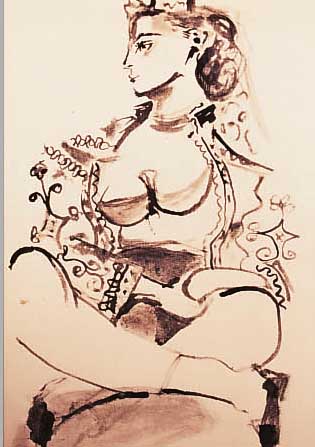PICASSO, PABLO, 1881 - 1973, ODALISKE, LITHOGRAPHIE AUF BüTTEN AUS DER SUITE: CAR- NET DE LA CALIFORNIE VON 1957, I. D. DAR- STELLUNG ...