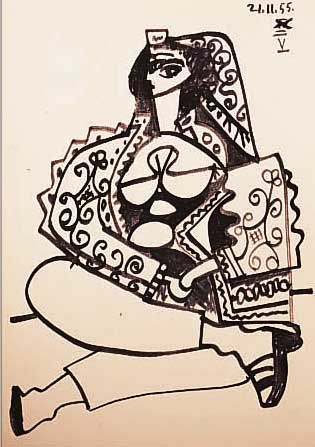 PICASSO, PABLO, 1881 - 1973, ODALISKE, LITHOGRAPHIE AUF BüTTEN AUS DER SUITE: CAR- NET DE LA CALIFORNIE VON 1957, I. D. DAR- STELLUNG ...