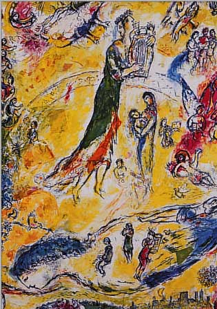 CHAGALL, MARC, 1887 - 1985, "LAUTEN- SPIELERIN", FARBOFFSET, CA. 27 X 22,5 CM, PP., UNTER GLAS, R.