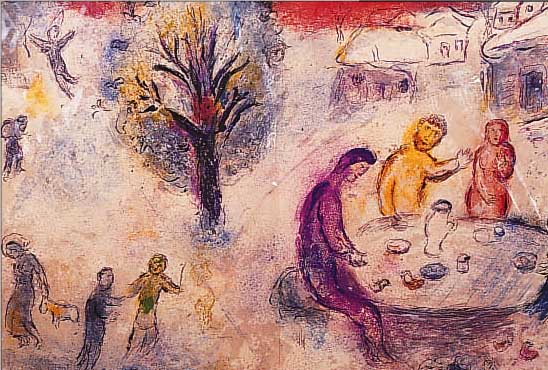 CHAGALL, MARC, 1887 - 1985, KONVOLUT AUS ZWEI FARBOFFSETS AUS "DAPHNIS UND CHLOE" VON 1961, "DER OBSTGARTEN VON PHILETAS", ...