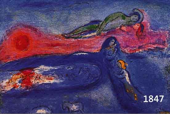 CHAGALL, MARC, 1887 - 1985, KONVOLUT AUS ZWEI FARBOFFSETS AUS "DAPHNIS UND CHLOE", VON 1961, "DIE ERKENNTIS CHLOES", ...
