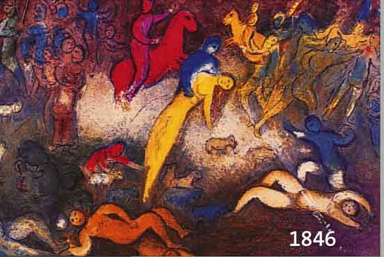 CHAGALL, MARC, 1887 - 1985, KONVOLUT AUS ZWEI FARBOFFSETS AUS "DAPHNIS UND CHLOE" VON 1961, "CHLOE WIRD ENTFüHRT"; MOURLOT ...