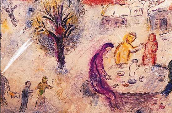 CHAGALL, MARC, 1887 - 1985, KONVOLUT AUS ZWEI FARBOFFSETS AUS DAPHNIS UND CHLOE VON 1961, "DAS MAHL BEI DYRAS", MOURLOT 334, ...