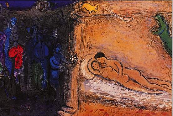 CHAGALL, MARC, 1887 - 1985, KONVOLUT AUS ZWEI FARBOFFSETS AUS "DAPHNIS UND CHLOE" VON 1961, "HYMENäUS", MOURLOT 349, ...