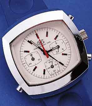 BFG ARMBANDCHRONOGRAPH, SCHWEIZ UM 1968, FIBERGLASGEH., KUNSTSTOFFBAND, MET.-LüNETTE VERCHR., NEUTR. ETUI, SCHWEIZER STIFTENANKER- W., ...