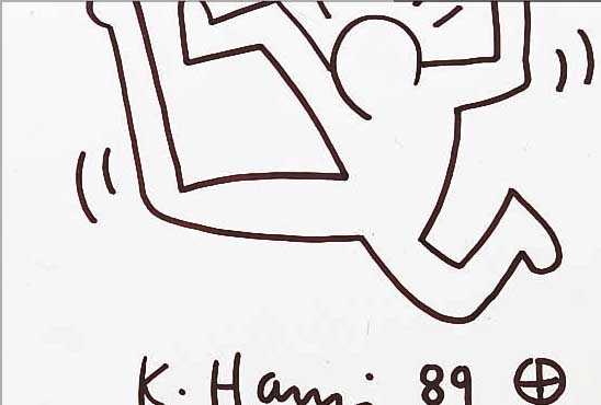 HARING, KEITH, ZEICHNUNG, FILZSTIFT AUF PAPIER, HANDSIGNIERT UND DATIERT 89, CA. 19 X 27,5 CM, PP, U.GL., R