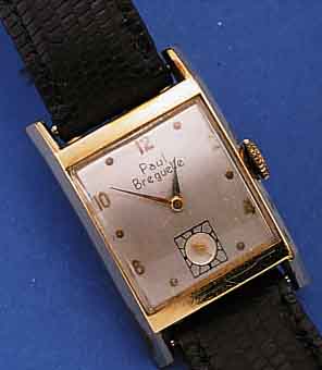 PAUL BREGUETTE HERRENARMBANDUHR, GG-FILLED, RECT.-FORM, IN SICH GEW., KONKAVGL., BLATT REST., KL. SEK. VERT., SCHöNES ANKERFORMW., 17 ST., ...