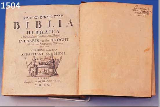 HEBRäISCHE BIBEL, WOLFGANG DEER LEIPZIG, 1740, IN HEBRäISCHER UND LATEINISCHER SPRACHE, GOLDSCHNITT BERIEBEN, GEPRäGTER ...