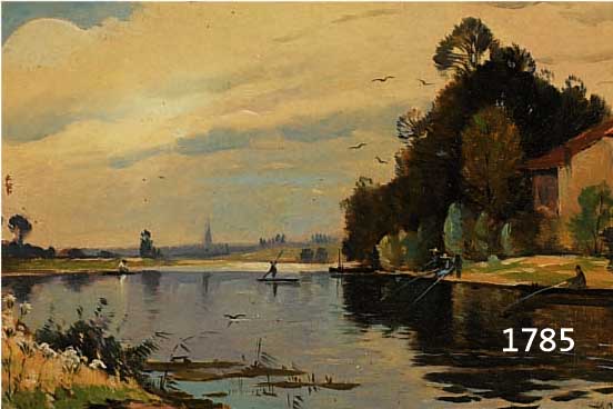 MARKS, FRANZÖSISCHER LANDSCHAFTSIMPRESSIO- NIST UM 1900, ANGLER AM FLUSS, ÖL/LWD. (MIN. FARBSCHÄDEN), SIGN. U. DAT. 1906, 27 X 40 CM, R.