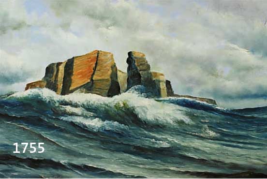 PETSPETSCHOW, MARINEMALER 1. HÄLFTE 20. JH., HOCH AUFRAGENDE FELSEN IN DER BRANDUNG (HELGOLAND ?), ÖL/MALKARTON, SIGN., 56 X 69 CM, R.