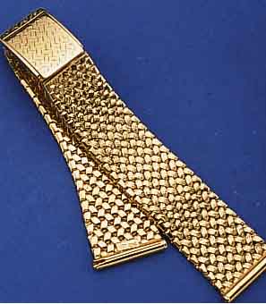 GOLDBAND FüR HERRENARMBANDUHR, GG 585/000, SCHöN GEFLOCHTEN, DESIGN VON BAND IN FALT- SCHL. üBERGEHEND, STEGBR. 18 MM, L. VON STEG ZU STEG ...