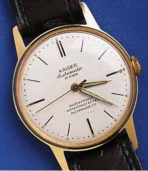 KAISER KAISER HERRENARMBANDUHR AUTOMATIK, DEUTSCH- LAND UM 1959, EINZIGES AUTOMATIKMODELL GLEICH- NAMIGER FIRMA, HIER KAL. 20, METALL VERG., ...