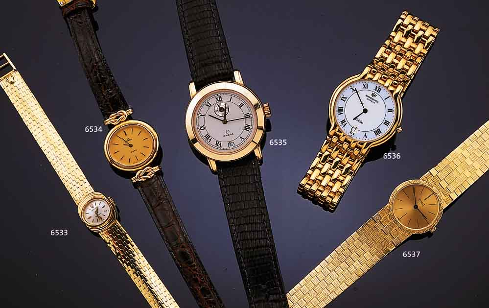 ROLEX DAMENGOLDBANDUHR, SCHWEIZ UM 1953, GG 750/000 INCL. GG-BAND, STABILE, SCHWERE AUSF., BODEN GEDR., REF.-NR. 9649, GEH.-NR. 530500, ...