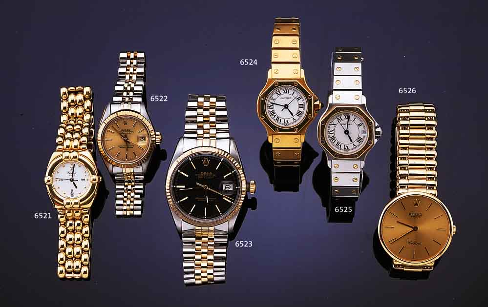 ROLEX DAMENARMBANDUHR DATEJUST, REF.-NR. 6917, SCHWEIZ UM 1979, EDELST., BODEN U. GOLDKRONE GESCHR., LüNETTE U. ZWISCHENGL. DES ...