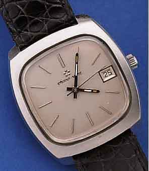 ETERNA MATIC HERRENARMBANDUHR, SCHWEIZ UM 1970, EDELST., BODEN GESCHR., 25 ST., ZEN- TRALROTOR KUGELGEL., KAL. 12824, RINGUNR., FLACHSPIR., ...